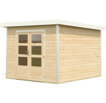 Holzgartenhaus mit Doppeltür und Fenstern