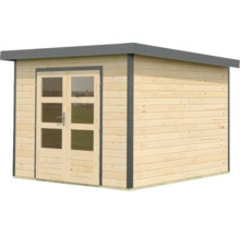 Holzgartenhaus mit Doppeltür und Fenstern