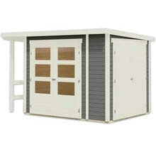 Abri de jardin avec double porte et annexe latérale