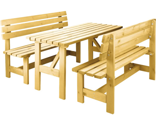 Ensemble de meubles de jardin Wilk Wien 6 places avec 2 banquettes et table Table de jardin avec deux bancs en bois
