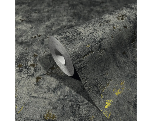 Graue Tapetenrolle mit Struktur und Metallic-Akzenten