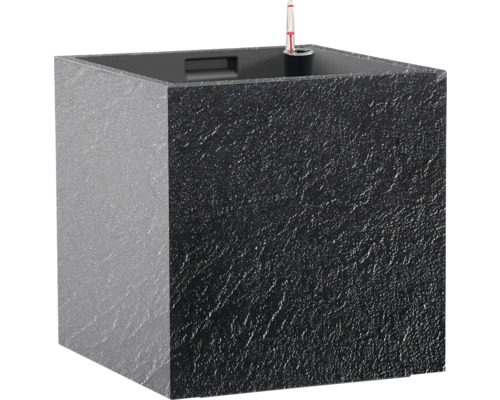 Übertopf mit Pflanzeinsatz Cubico Stone Kunststoff 27 x 27 x 27 cm anthrazit Viereckiger Pflanzkübel mit Wasserstandsanzeiger