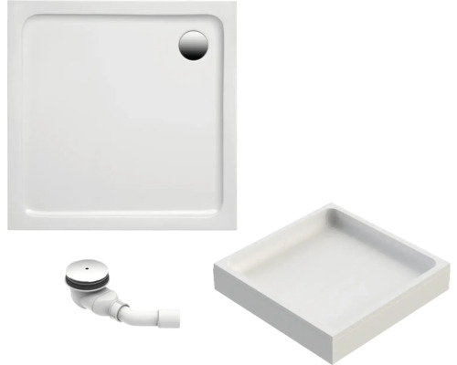 Kit complet receveur de douche OTTOFOND Mambu 80 x 80 x 3 cm blanc brillant lisse 900813