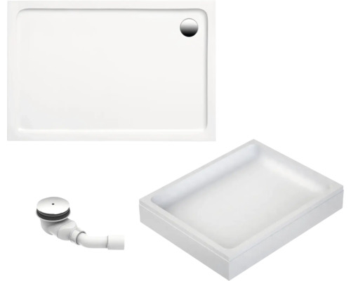 Kit complet receveur de douche OTTOFOND Mambu 90 x 120 x 3 cm blanc brillant lisse 872121