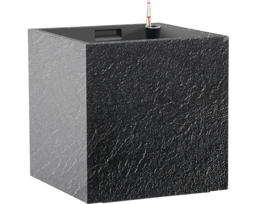 Cache-pot avec bac à plantes Cubico Stone plastique 33 x 33 x 33 cm anthracite