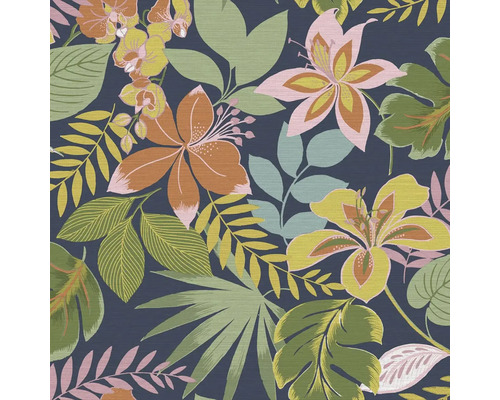 Papier peint intissé floral animaux blanc bleu vert Papier peint à motif floral et feuillu