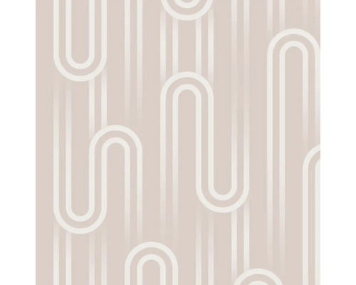 Papier peint intissé floral blanc vert jaune Papier peint avec motif géométrique de lignes et d''arcs