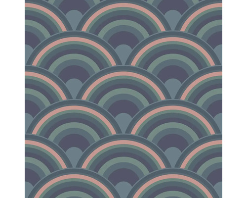 Vliestapete geometrisch retro weiß rosa grün Nahtloses Muster mit Halbkreisen für Wandgestaltung