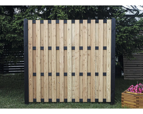 Clôture en bois avec des accents noirs pour le jardin
