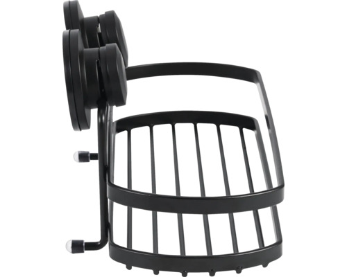 Schwarzer Duschkorb mit Saugnapfbefestigung für Badezimmer