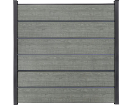 Élément principal GroJa BasicLine clôture enfichée Premium 180 x 180 cm Grey Ash Cut