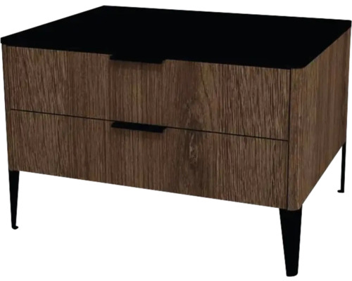 Meuble bas avec 2 tiroirs Devo Lotos lxhxp 70x46x53 cm bronze expressive oak/soft black