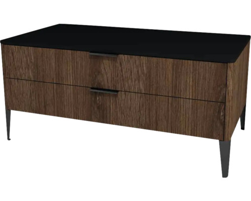 Meuble bas avec 2 tiroirs Devo Lotos lxhxp 100x46x53 cm bronze expressive oak/soft black