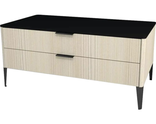 Meuble bas avec 2 tiroirs Devo Lotos lxhxp 100x46x53 cm structure avola blanc crème/soft black