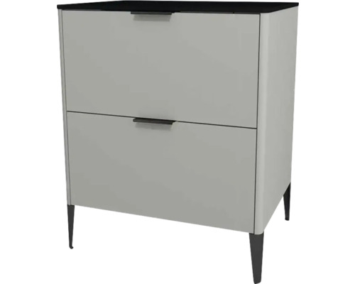 Commode avec 2 tiroirs Devo Lotos lxhxp 60x76x53 cm perfect touch gris acier/soft black