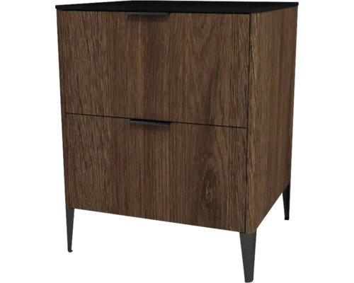 Kommode mit 2 Schubladen Devo Lotos BxHxT 60x76x53 cm bronze expressive oak/soft black