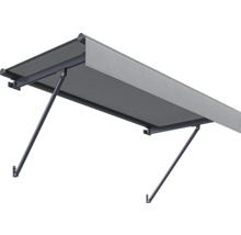 Store banne à bras articulés déployé en métal et en tissu