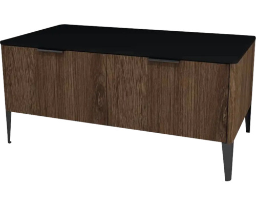 Meuble bas avec 2 tiroirs Devo Lotos lxhxp 100x46x53 cm bronze expressive oak/soft black