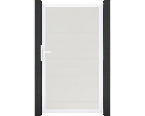 Portillon simple GroJa BasicLine étroit tirant universel prémonté sans poteaux cadre aluminium 100 x 180 cm blanc