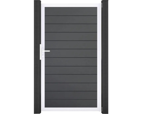 Portillon simple GroJa BasicLine étroit tirant universel prémonté sans poteaux cadre aluminium 100 x 180 cm anthracite