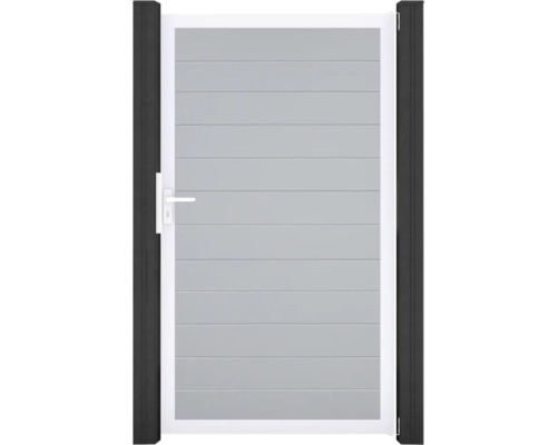 Portillon simple GroJa BasicLine étroit prémonté sans poteaux cadre aluminium 100 x 180 cm gris argent