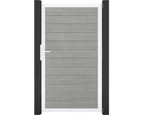 Portillon simple GroJa BasicLine étroit prémonté sans poteaux cadre aluminium 100 x 180 cm Grey Ash Cut