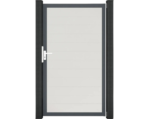 Portillon simple GroJa BasicLine étroit tirant universel prémonté sans poteaux cadre anthracite 100 x 180 cm blanc