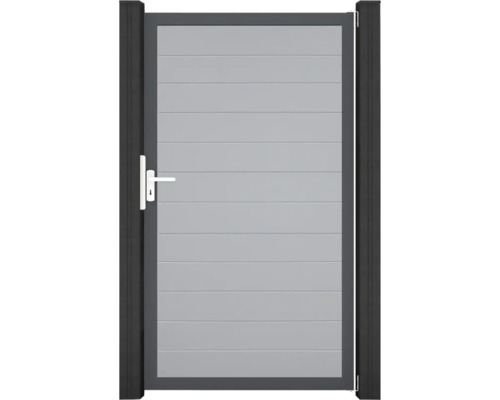 Portillon simple GroJa BasicLine étroit prémonté sans poteaux cadre anthracite 100 x 180 cm gris argent