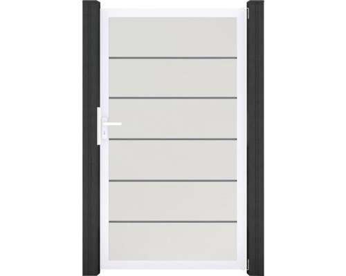 Portillon simple GroJa BasicLine Premium prémonté sans poteaux cadre aluminium 100 x 180 cm blanc