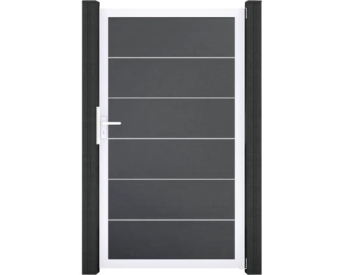 Portillon simple GroJa BasicLine Premium prémonté sans poteaux cadre aluminium 100 x 180 cm anthracite