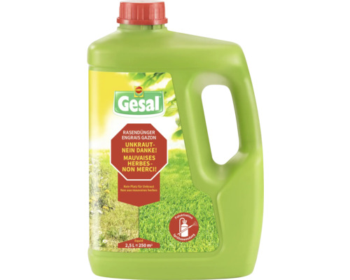 Gesal Engrais gazon Mauvaises herbes-Non Merci! 2.5l Gesal engrais gazon pour lutter contre les mauvaises herbes en bouteille de 2,5 litres