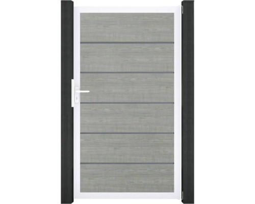 Portillon simple GroJa BasicLine Premium prémonté sans poteaux cadre aluminium 100 x 180 cm Grey Ash Cut