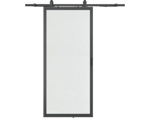 Porte coulissante avec verre et ferrures