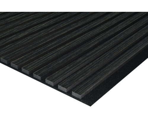 Panneau acoustique placage chêne noir plaxé 2400 x 572 x 19 mm Panneau mural en bois avec structure à lattes