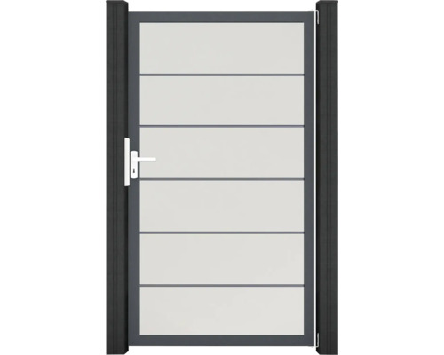 Portillon simple GroJa BasicLine Premium prémonté sans poteaux cadre anthracite 100 x 180 cm blanc