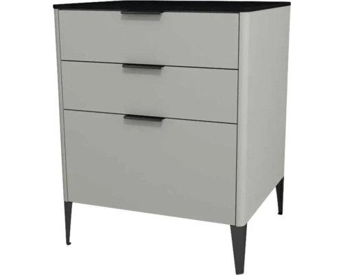 Commode avec 3 tiroirs Devo Lotos lxhxp 60x76x53 cm perfect touch gris acier/soft black