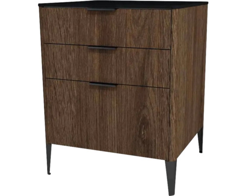 Kommode mit 3 Schubladen Devo Lotos BxHxT 60x76x53 cm bronze expressive oak/soft black