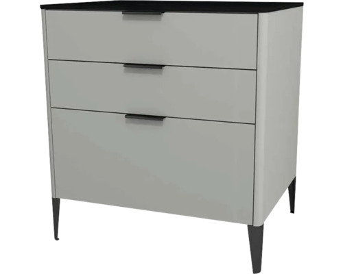 Commode avec 3 tiroirs Devo Lotos lxhxp 70x76x53 cm perfect touch gris acier/soft black