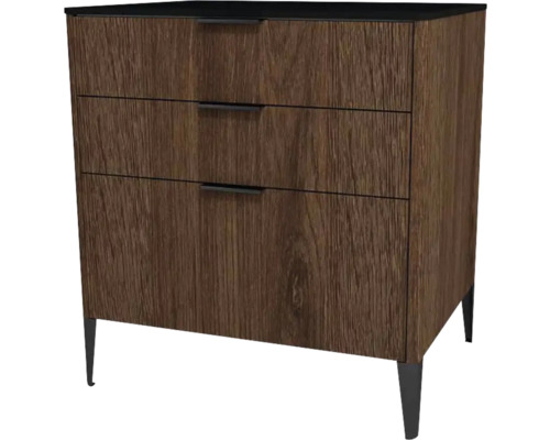 Kommode mit 3 Schubladen Devo Lotos BxHxT 70x76x53 cm bronze expressive oak/soft black