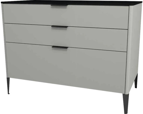 Commode avec 3 tiroirs Devo Lotos lxhxp 100x76x53 cm perfect touch gris acier/soft black