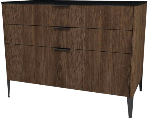 Commode avec 3 tiroirs Devo Lotos lxhxp 100x76x53 cm bronze expressive oak/soft black