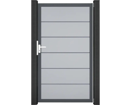 Portillon simple GroJa BasicLine Premium prémonté sans poteaux cadre anthracite 100 x 180 cm gris argent