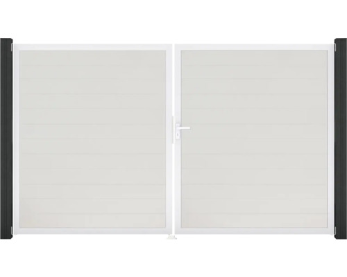 Portillon double GroJa BasicLine étroit droite prémonté sans poteaux cadre aluminium 300 x 180 cm blanc