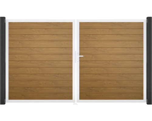 Doppeltor GroJa BasicLine Schmal rechts Rahmen Aluminium 300 x 180 cm Golden Oak