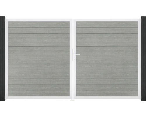 Doppeltor GroJa BasicLine Schmal rechts Rahmen Aluminium 300 x 180 cm Grey Ash Cut