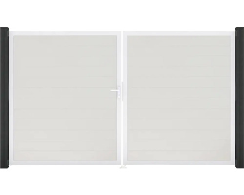 Portillon double GroJa BasicLine étroit gauche prémonté sans poteaux cadre aluminium 300 x 180 cm blanc