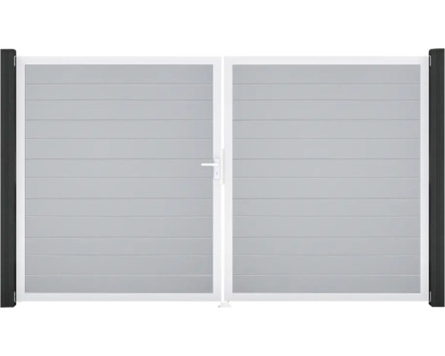 Portillon double GroJa BasicLine étroit gauche prémonté sans poteaux cadre aluminium 300 x 180 cm gris argent