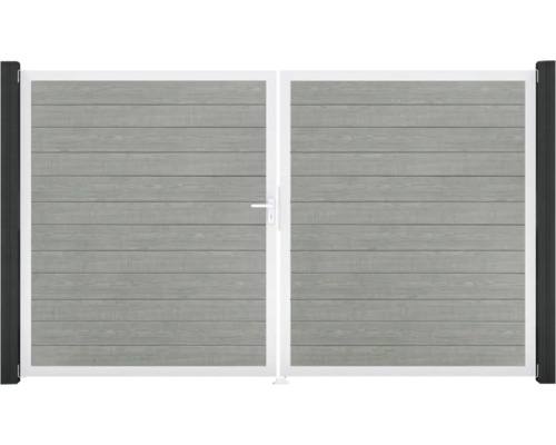 Doppeltor GroJa BasicLine Schmal links Rahmen Aluminium 300 x 180 cm Grey Ash Cut