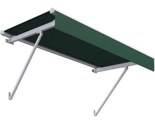 Store banne avec tissu vert et supports