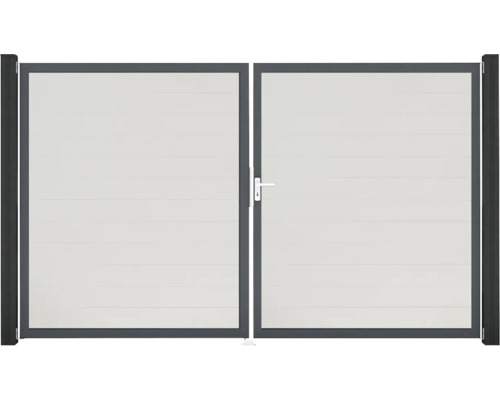 Doppeltor GroJa BasicLine Schmal rechts Rahmen anthrazit 300 x 180 cm weiß